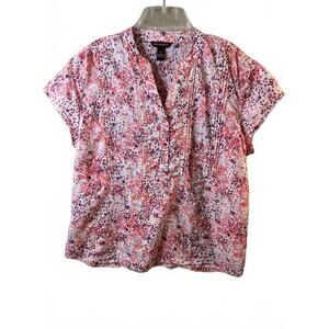 Bit & Bridle Women's 1Floral 00% Cotton Blouse Short Sleeve Size XL